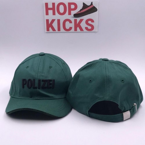 Vetements Polizei Black Logo Green Cap